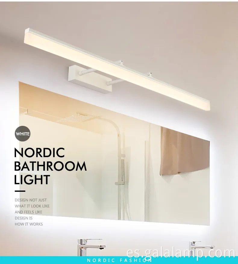 Luz de espejo LED extensible impermeable para una fácil instalación